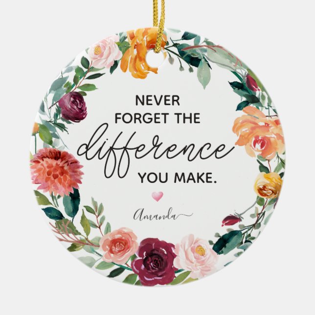 Elegant Blommigt Utandning Glöm aldrig Personlig Julgransprydnad Keramik (Framsidan)
