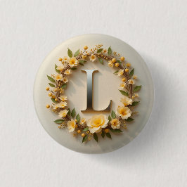 Elegant Blommigt Utandning med Golden Brev L Knapp