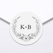 Elegant Blommigt Utandning Monogram Bröllop