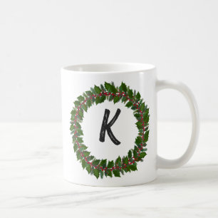 Elegant Blommigt Utandning Monogram Initial jul Kaffemugg