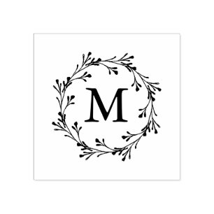 Elegant Blommigt Utandning Monogram Stämpel