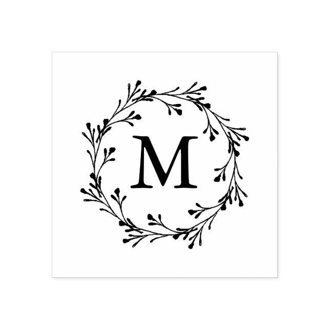Elegant Blommigt Utandning Monogram Stämpel (Tryck)
