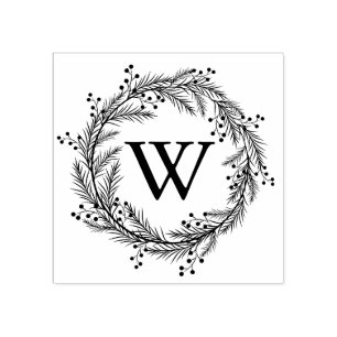 Elegant Blommigt Utandning Monogram Stämpel
