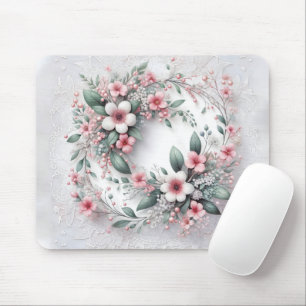 Elegant Blommigt Utandning på vit Möhippa Snöre Musmatta