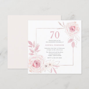 Elegant Blommigt Utandning Ram 70: e födelsedagen Inbjudningar
