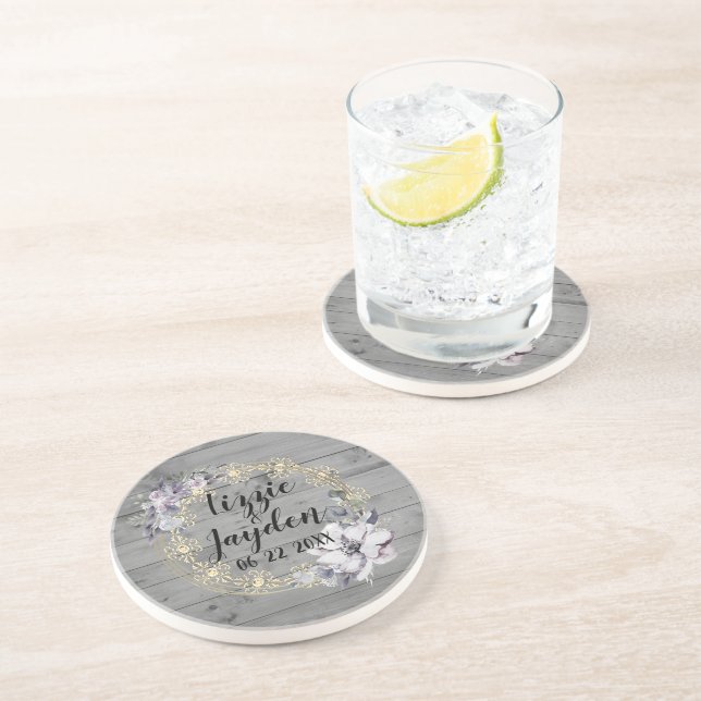 Elegant Blommigt Utandning Rustit Bröllop Underlägg (Sidan)