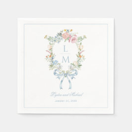 Elegant Blommigt Utandning Vapensköld Monogram Brö Pappersservett