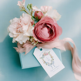 Elegant Blommigt Utandning Vapensköld Monogram Brö Presentetikett