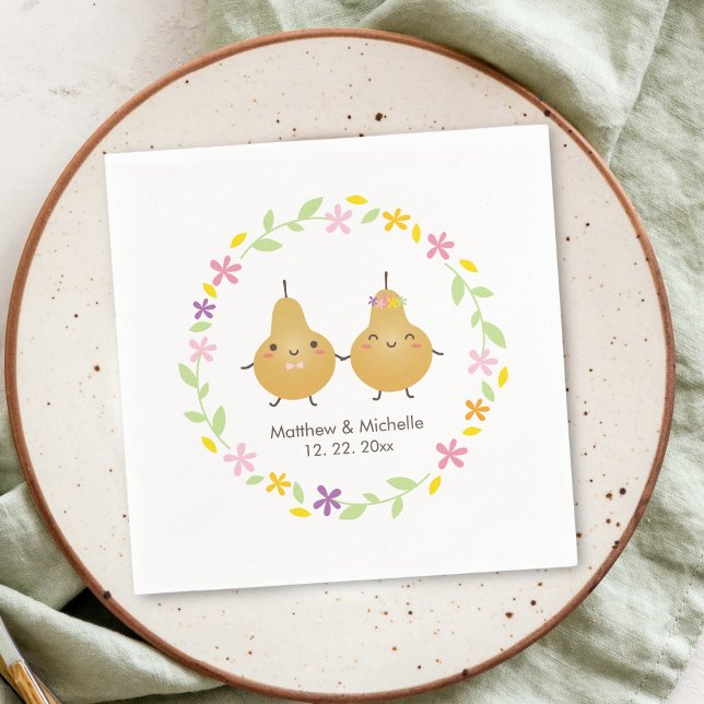 Elegant Blommigt Utandningsluft Perfekt Pear Cute  Pappersservett (Skapare uppladdad)