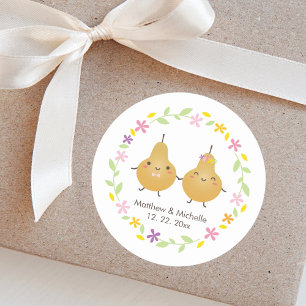 Elegant Blommigt Utandningsluft Perfekt Pear Cute Runt Klistermärke