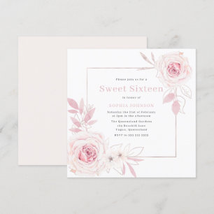Elegant Blommigt Utandningsluft Ram Sweet 16 Sext Inbjudningar