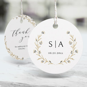 Elegant blommigt utandningsparets monogram bröllop gåvor etiketter