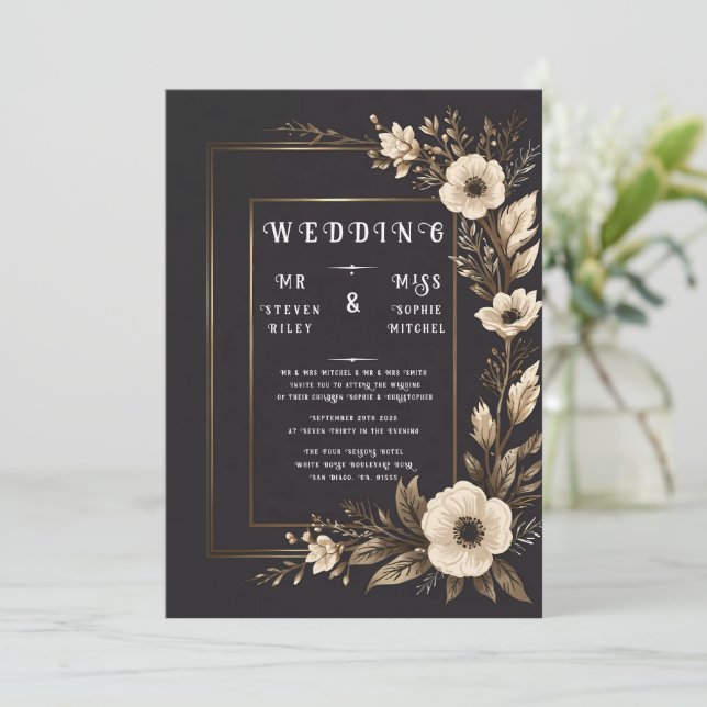 Elegant Blommigt Utkast designinbjudan Inbjudningar (Stående Fram)