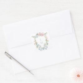Elegant Blommigt Vapensköld för andning | Monogram Fyrkantigt Klistermärke