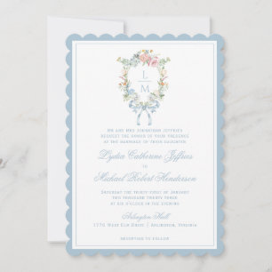 Elegant Blommigt Vapensköld för andning   Monogram Inbjudningar