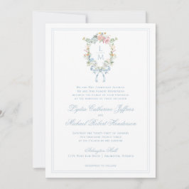 Elegant Blommigt Vapensköld för andning | Monogram Inbjudningar