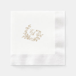 Elegant Blommigt Vapensköld Monogram Bröllop Napki Pappersservett