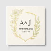 Elegant Blommigt Vapensköld Monogram Ivory