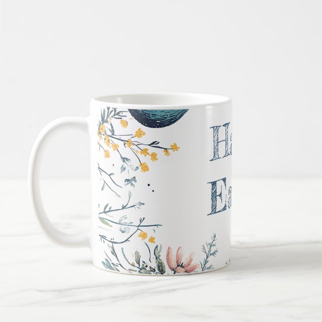 Elegant Blommigt Vår Påskägg Hunt Kaffemugg (Vänster)