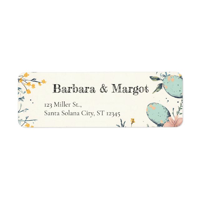 Elegant Blommigt Vår Påskägg Hunt Returadress Etikett (Framsidan)