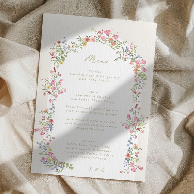elegant blommigt vår trädgård 5 x 7 bröllop meny (Skapare uppladdad)