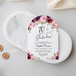 Elegant Blommigt Vattenfärg 70:e Födelsedagsfesten Inbjudningar