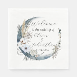 Elegant blommigt Vattenfärg Bröllop Pappersservett