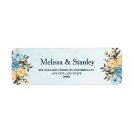 Elegant Blommigt Vattenfärg Grey Bröllop Return Returadress Etikett