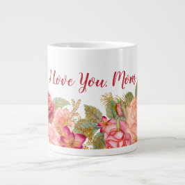 Elegant Blommigt Vattenfärg "I Kärlek You Mamma" Jumbo Mugg