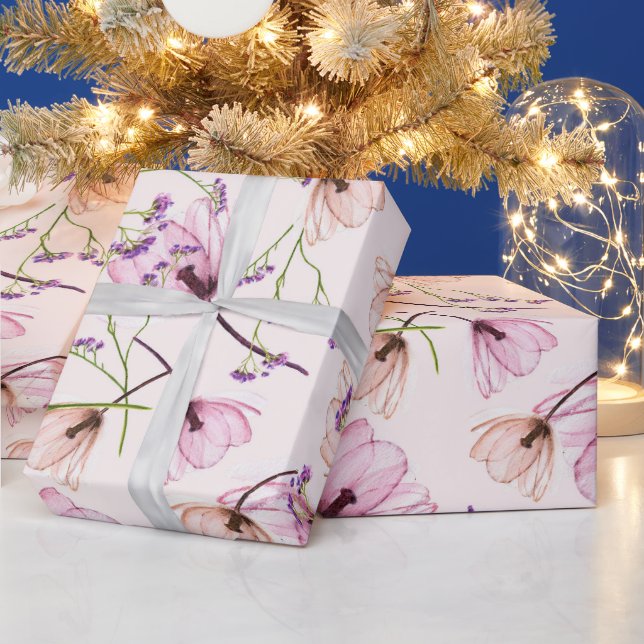 Elegant blommigt vattenfärg mönster presentpapper (Helgdagar)