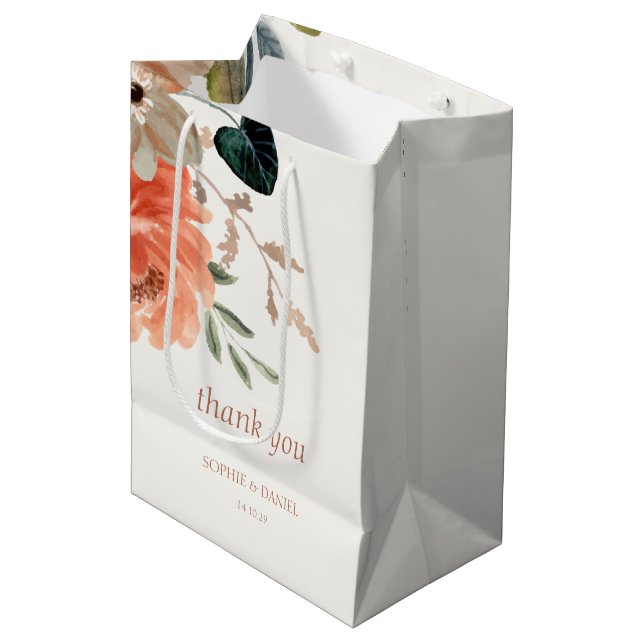 Elegant Blommigt Vattenfärg par Initialer Bröllop (Framsidan Vinklad)