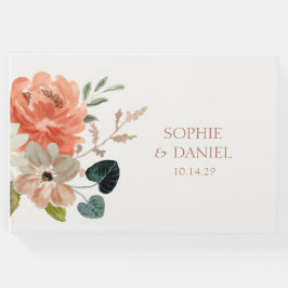 Elegant Blommigt Vattenfärg par Initialer Bröllop Gästböcker