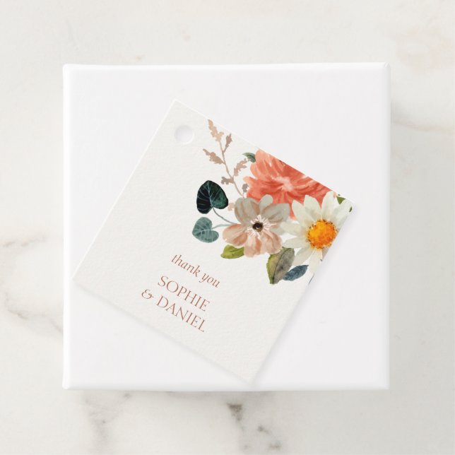 Elegant Blommigt Vattenfärg par Initialer Bröllop Gåvor Etiketter (På plats)