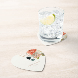 Elegant Blommigt Vattenfärg par Initialer Bröllop Underlägg Papper