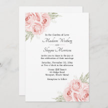 Elegant Blommigt Vattenfärg Rosa ros Bröllop