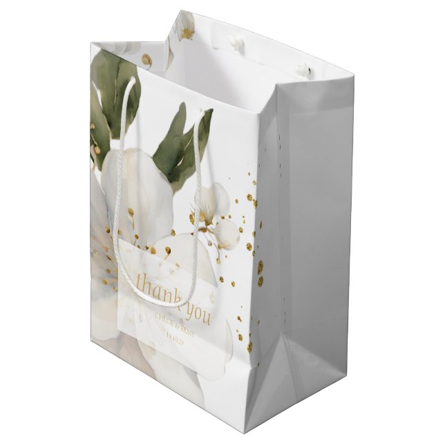 Elegant Blommigt Vattenfärg Tack Bröllop (Framsidan Vinklad)