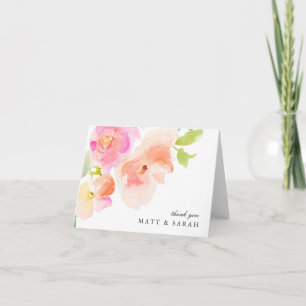Elegant Blommigt vattenfärg Tack för bröllop-kor Kort