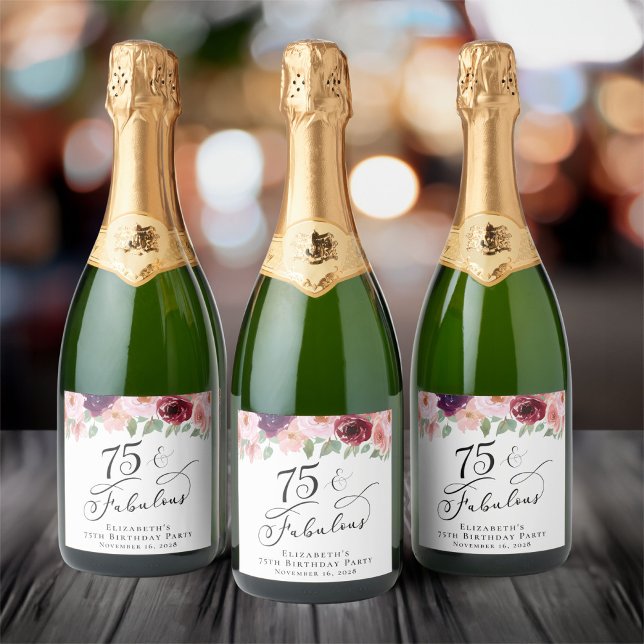 Elegant Blommigt Vattenfärgen 75:e Födelsedagsfest (Skapare uppladdad)