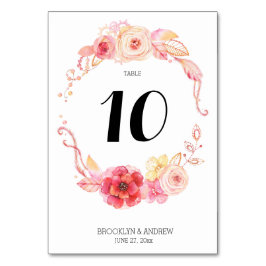 Elegant Blommigt Vattenfärgen Bröllop Bordsnummer