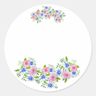 Elegant blommigt vattenfärgen dekoration mönster runt klistermärke