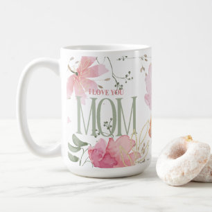 Elegant Blommigt Vattenfärger "I kärlek you Mamma" Kaffemugg