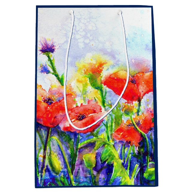 Elegant blommigt, vattenfärgning målarröd skiva (Framsidan)