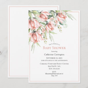 Elegant Blommigt Vattenfärgsbabyskor Inbjudningar