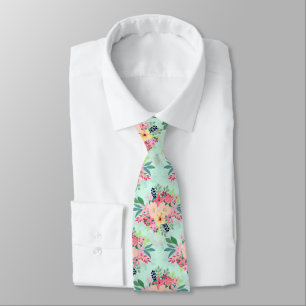 Elegant Blommigt Vattenfärgsfärg Färgmönster Mint Slips