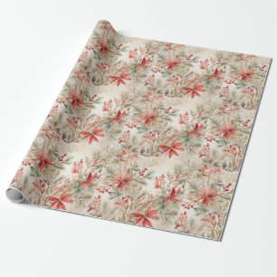 Elegant Blommigt Vattensfärgad jul Presentpapper