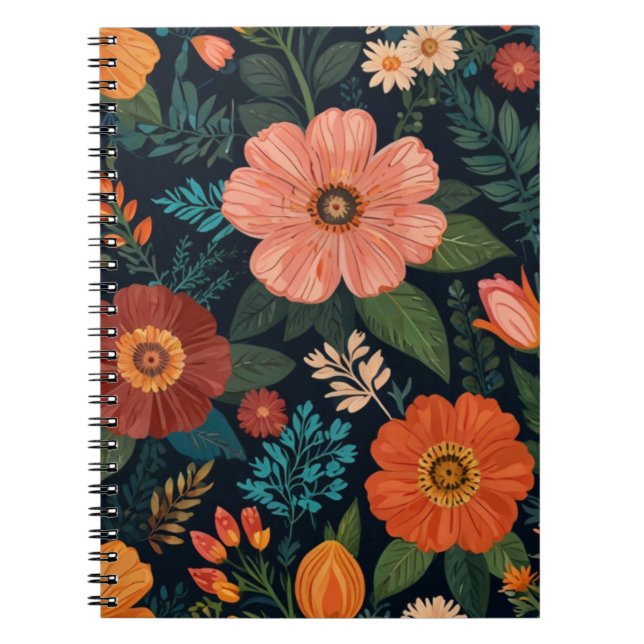 Elegant Blommigt Vibes bärbar dator Anteckningsbok (Framsidan)