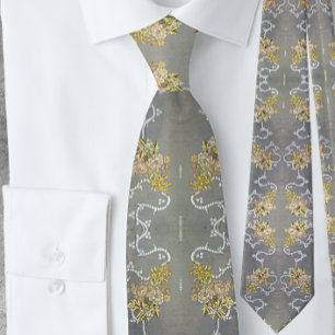 Elegant Blommigt vid Vintagen Guld vid Silver vid  Slips