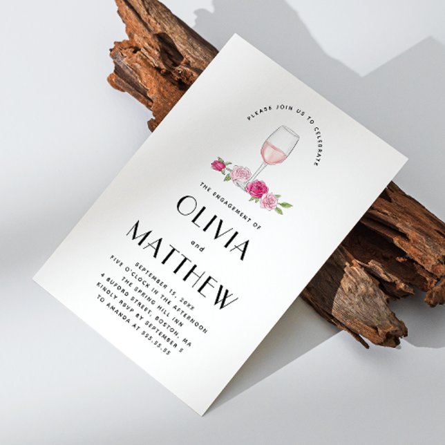 Elegant blommigt vin-förlovningsfesten bröllop inbjudningar (Skapare uppladdad)