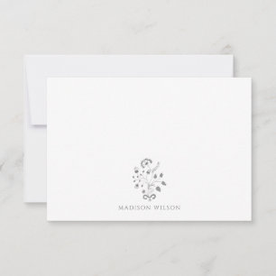 Elegant Blommigt Vin Monogram Anteckningskort