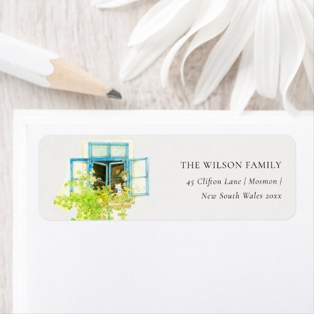 Elegant Blommigt Vine Window Vi har Flyttat Adress Returadress Etikett (Insitu)